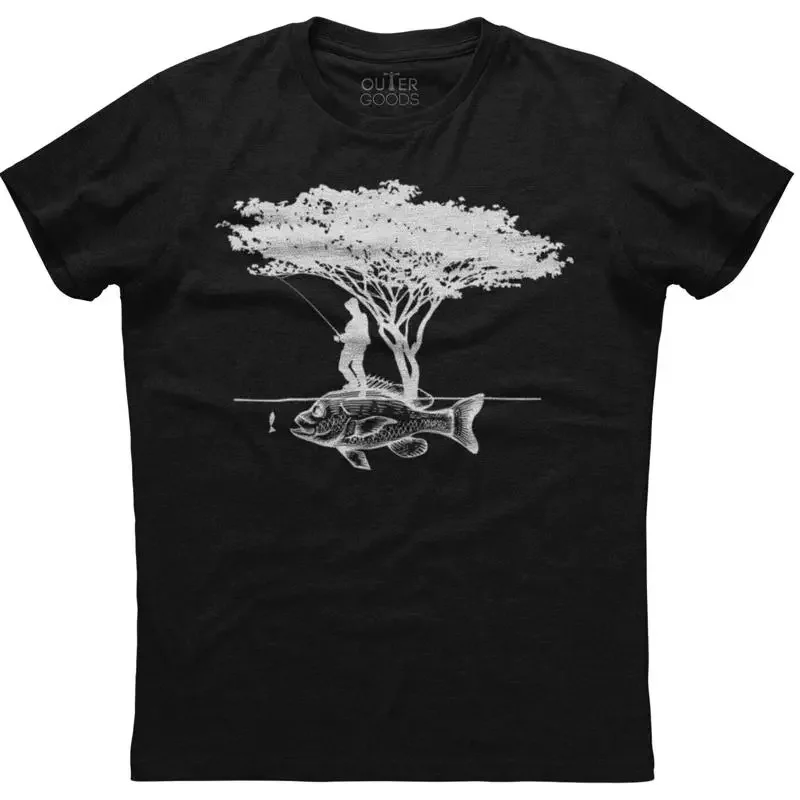 Fishing Hook - Camiseta Masculina Preta de Algodão com