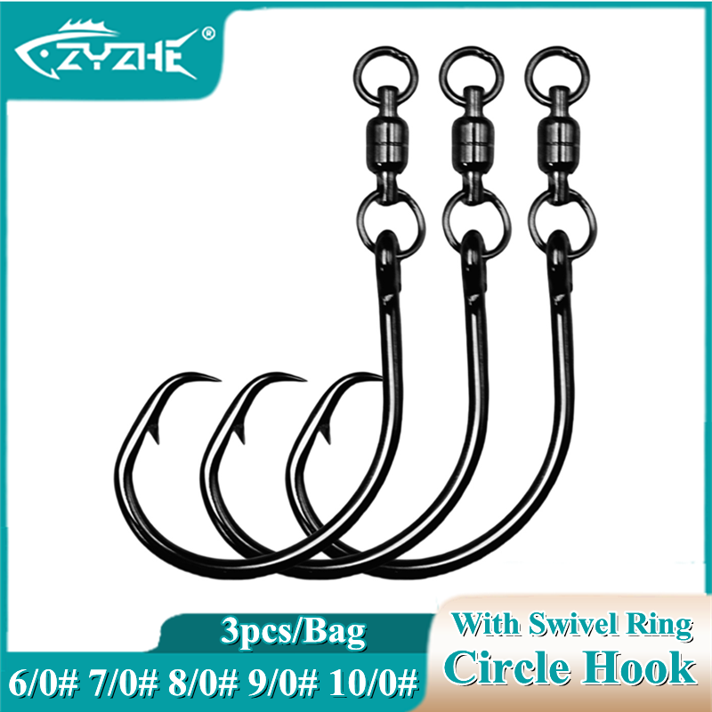 Fishing Hook Circle - ZYZHE 3/6/9pcs Anzóis Circulares com Anel