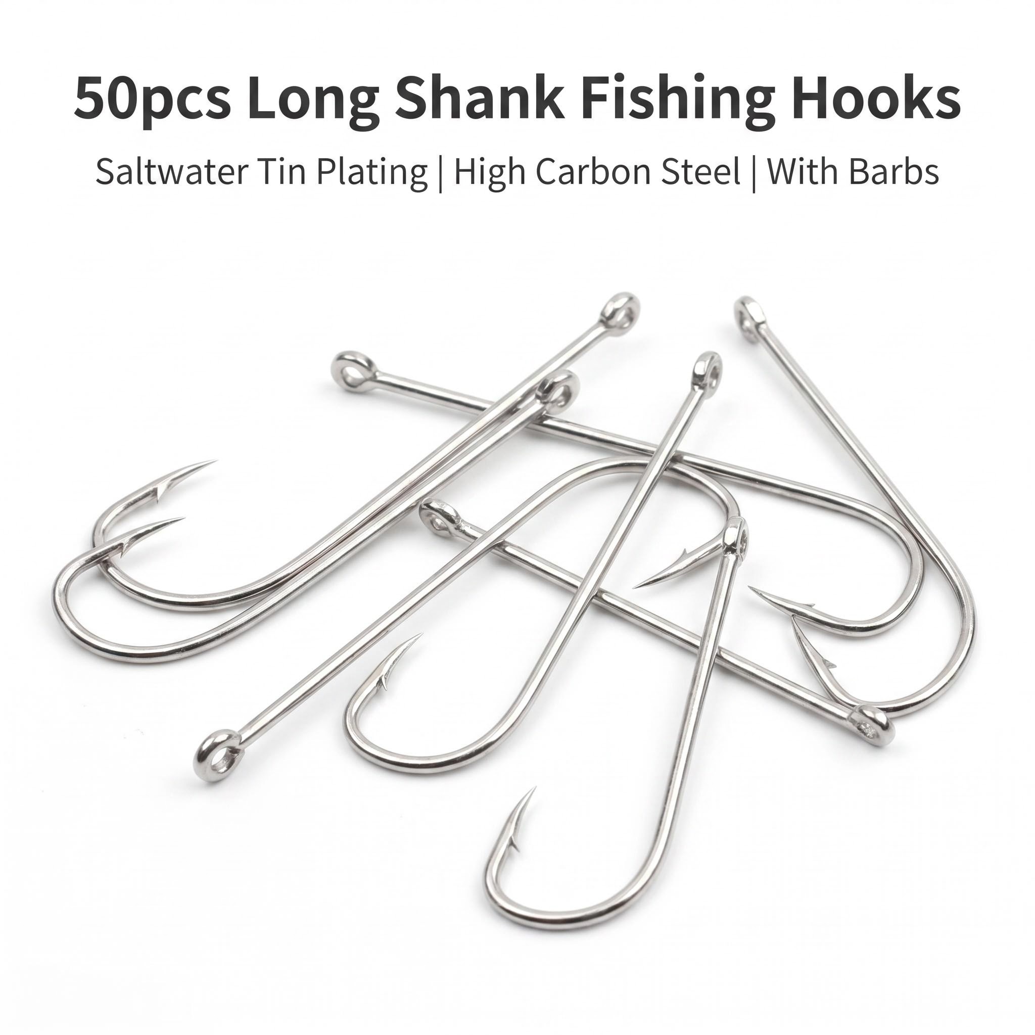 Fishing Hook Circle - 50 Ganchos Circulares de Haste Longa
