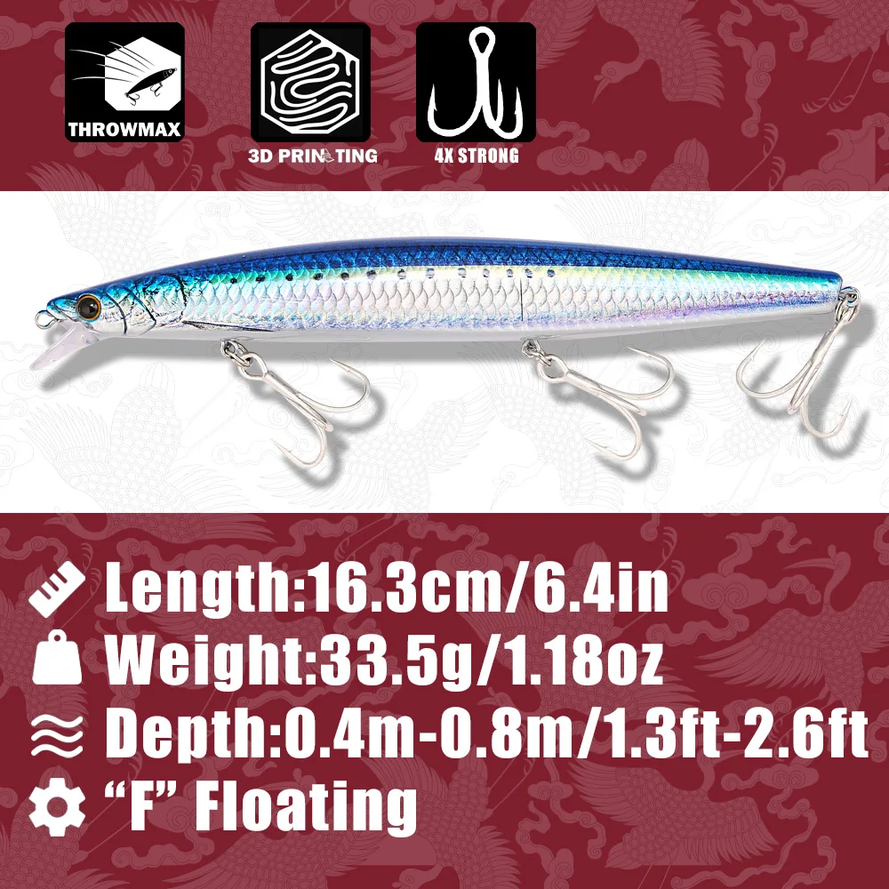 B&U 163mm/33.5g Flutuante de f - Fishing Hook Treble avaliação e preço